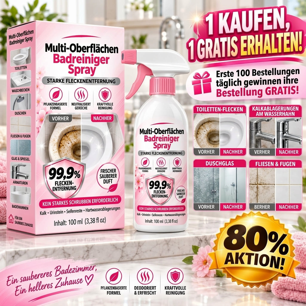 🎁 Exklusiv-Angebot | Nur noch 5 Flaschen verfügbar — heute zusätzlich 80% RABATT auf das multifunktionale Badreiniger-Spray. Jetzt sichern, solange der Vorrat reicht! 🎁