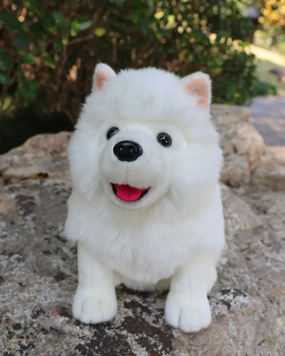 28cm Lifelike Samoyed Stuffed Toys Cute Realistic White Dog Plush Toy Puppy Plush Animals Toy Birthday Christmas Gifts