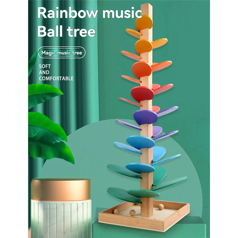 Y67A-Rainbow Musical Tree Toy Demolition Leaves Tower Ball Game Kids Educational Music Tree Toys