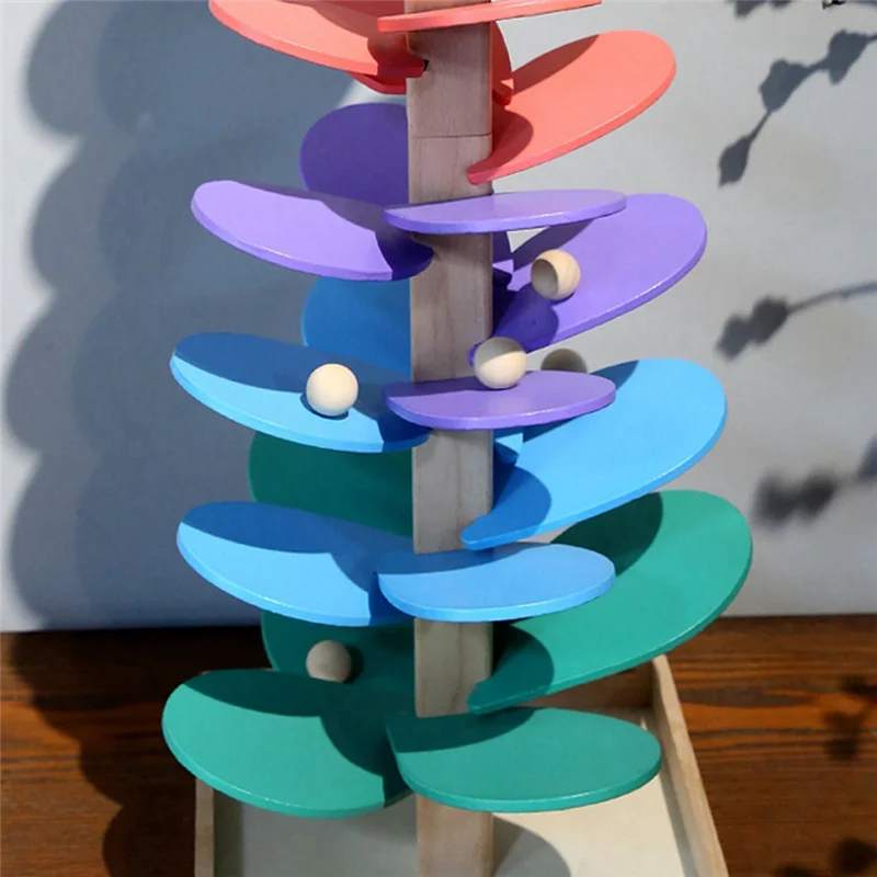 Y67A-Rainbow Musical Tree Toy Demolition Leaves Tower Ball Game Kids Educational Music Tree Toys